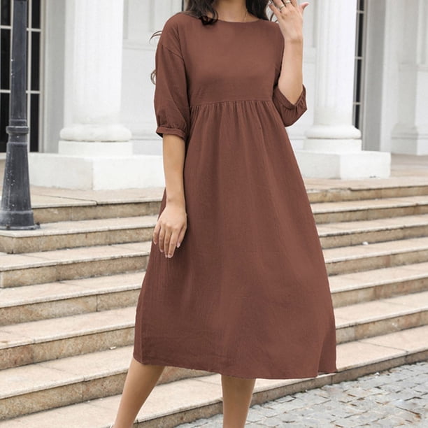 Knee Length Elbow Length Summer Dresses HVOBTTY Summer Casual Elbow-Length Dresses For Women, Women's Fashion