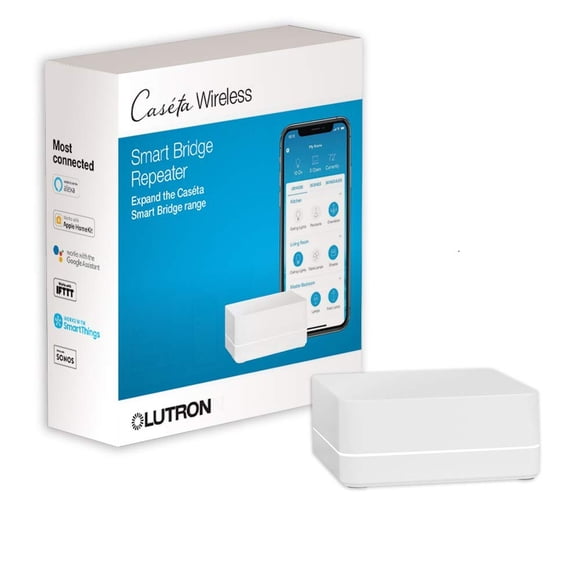 Lutron Caseta Smart Lighting Smart Hub Repeater, Expands The Range of Caseta Up to 60 Feet, Works w/ Alexa, Apple Homekit, Google Home, PD-REP-WH, Wh