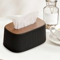 thumbnail image 5 of European-Style Elastic Tissue Box for Home and Office Desktop, Universal Fit, Durable Plastic with Rounded Edges, Modern Vertical Stripe Design(Black), 5 of 5