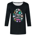 thumbnail image 4 of RKSTN Hauts Grande Taille pour Femmes Œufs de Pâques Mignon Lapin Imprimé Coupe Ample Col Rond Manches 3/4 Printemps Été Blouse Douce, 4 of 4
