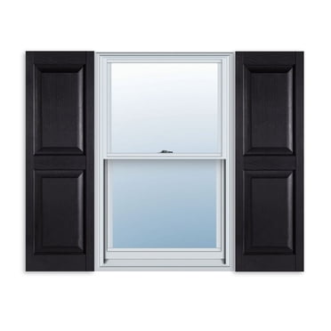 15 Inch X 63 Inch Standard Raised Panel Exterior Vinyl Shutter Black (Pair)