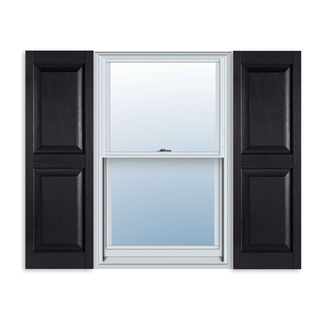 15 Inch X 63 Inch Standard Raised Panel Exterior Vinyl Shutter Black (Pair)