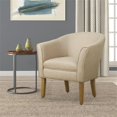 thumbnail image 2 of HomePop Fauteuil d'Appoint Tonneau Transitionnel en Bois et Tissu, Brun Lin, 2 of 11