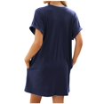 thumbnail image 4 of Timegard Robe T-Shirt Femme à Manches Courtes Col Ras du Cou Robe Basique de Couleur Unie Robe Décontractée Confortable avec Poches, 4 of 5
