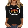 thumbnail image 2 of Uootdi Hauts pour Femmes Manches 3/4 Col Ras du Cou 1976 Imprimé Arc-en-Ciel Rétro Coupe Décontractée T-Shirts Nostalgiques pour Escapade d'Été Cadeau, 2 of 4