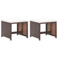 thumbnail image 1 of vidaXL Garden Stools 2 pcs with Cushions Poly Rattan Brown, 1 of 5