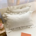 thumbnail image 1 of Aodebiao Ruffled Pillowcases Set of 2 - Standard Size 18x29" Envelope Closure Sham Covers, Soft Polyester for Bedroom (White/Pink/Blue/Yellow), 1 of 7