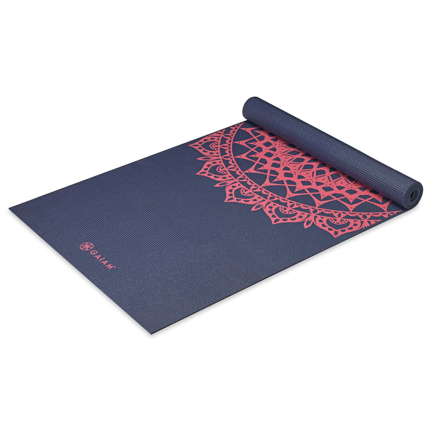 Tapis de Yoga 4MM Rose et Marine Fleur Marrakech