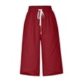 thumbnail image 3 of Timegard Women's High Waist Straight Leg Capri Pants with Pockets, Small, 3 of 5