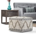 thumbnail image 2 of SIMPLIHOME Sweeney Square Pouf, Footstool, Upholstered in Grey, Natural Handloom Woven Wool and Cotton Pattern, for the Living Room, Bedroom and Kids Room, Boho, 2 of 2