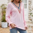 thumbnail image 3 of CEHVOM T-shirt Ample Uni à Col en V à Manches Longues pour Femme Liquidation, 3 of 5