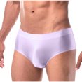 thumbnail image 1 of EOYWHK Mens Silk Brief Super Soft Cotton Underwear Mid Rise Solid Color Seamless Briefs with Pouch, 1 of 3