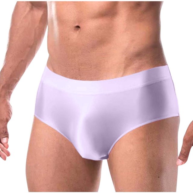 EOYWHK Mens Silk Brief Super Soft Cotton Underwear Mid Rise Solid Color Seamless Briefs with Pouch