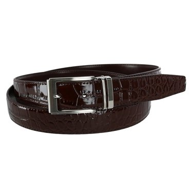 CTM®  Leather Croc Print Dress Belt with Clamp On Buckle (Men's Big & Tall)