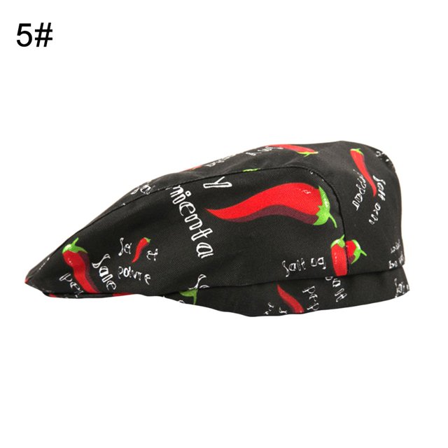 Unisex Beret Geometric Pattern Duck Mouth Style Men Women Pure Color Short Brim Chef Hat for Baker