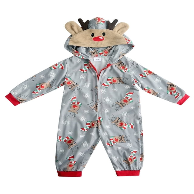 Christmas Matching Family Loungewear Hoodie Pattern Zipper Romper