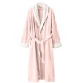 thumbnail image 5 of WZXFASHION Womens Fleece Robe Soft Plush Bathrobe Fluffy Cute Long Coat Night Robe WomenRobes Pink L, 5 of 5