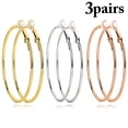 thumbnail image 2 of 3 Paires Boucles d'Oreilles Créoles pour Femmes à Clip Boucles d'Oreilles à Clip Mode Boucles d'Oreilles Sans Perçage, 2 of 10