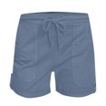 thumbnail image 3 of Plebaso 2025 Womens Drawstring Casual Shorts Elastic Waist Roll up Solid Color Summer Shorts with Pockets, 3 of 5