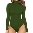thumbnail image 1 of Women Fashion Mock Turtle Neck Long Sleeve Solid Plush Tops Bodysuit Jumpsuit, 1 of 5