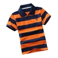 thumbnail image 1 of Hiiyo Polo à Rayures à Manches Courtes pour Petits Garçons, T-Shirt pour Enfants, Orange, 1 of 3