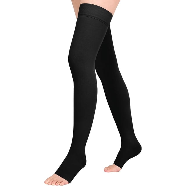 MesaSe 1 Paire 20-32mmHg Chaussettes de Compression Beiges 4TG Bas de Compression Sans Orteils pour Femmes & Hommes