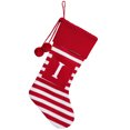 thumbnail image 2 of Fridja Grandes Bas de Noël, Bas de Noël Tricotés à Monogramme Rayé de 19,68 Po avec Pompon pour Cartes de Vœux, Bas Suspendus Rouges pour Foyer de Noël pour Décorations des Fêtes Lettre I, 2 of 5