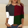thumbnail image 2 of IROINID Rabais T-Shirts pour Femmes à Manches 3/4 Imprimés T-shirt Ample Blouse Mi-Longue Col Rond Hauts de Détente, Vert, 2 of 4