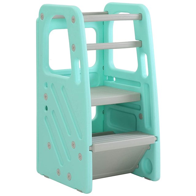SDADI PLT01GN Marchepied en Plastique pour Enfants avec 3 Hauteurs Réglables, Vert