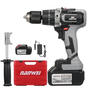 Graflsoa 21V Perceuse sans fil avec batterie 4.0Ah, 2-Pack Prêt, LED Poignée légère, ergonomique et boîte à outils avec insert en mousse - Pas de morceaux de forage inclus