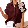 thumbnail image 3 of Birdeem Womens Tops Fashion Solid Button Shirt Female V-Neck Loose T-Shirt Blouse Tops, 3 of 8
