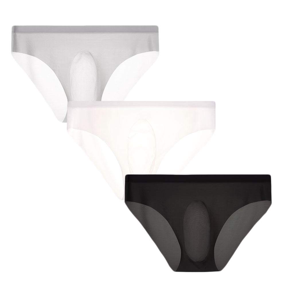 Men's 3 Colors Pack Ice Silk Briefs Micro Modal Pouch Underwear Ultra Soft Sexy Thongs Panties Gifts for Boyfriend Husband