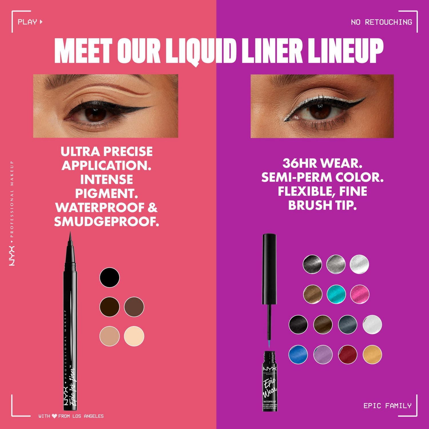 NYX Professional Makeup, Traceur liquide pour les yeux Epic Ink, Hydrofuge, Fini Mat