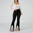 thumbnail image 3 of ORUYROP Micro Pantalon en Denim Taille Haute Slim pour Femmes Jeans Troués, 3 of 5