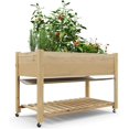 thumbnail image 1 of Bingirl Jardinière Surélevée avec Pattes et Roues - Bac de Plantation Extérieur 48x24x30 Pouces avec Doublure Imperméable et Tablette de Rangement - pour Patio, Terrasse, Balcon, Cour Arrière, 1 of 8