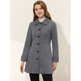 thumbnail image 3 of INSPIRE CHIC Manteau Long d'Hiver pour Femme à Col Peter Pan, à Simple Boutonnage, Bleu Foncé, TP, 3 of 5