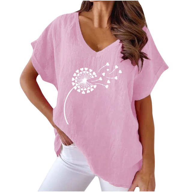 Birdeem Femme Été Aguichant Mode Imprimé Régulier Col en V Femme Manches Courtes Haut Blouse
