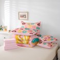 thumbnail image 4 of Cartoon Donut Bedding Set 7 Pieces Colorful Donuts Pattern Comforter Cover,Sweet Themed Soft Queen Sheet Set With Comforter,Cute Food Dessert Bed In A Bag for Girls Bedroom Decor ,Pink, 4 of 5