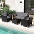 thumbnail image 1 of Costway 4 PCS Wicker Patio Furniture Set with Removable Cushions Storage Coffee Table Gray, 1 of 8
