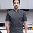 thumbnail image 3 of Milaget Veste de Chef, Manches Courtes Classique en Coton Doux Respirant Manteau de Chef pour Gris G, 3 of 8