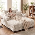 thumbnail image 2 of HOMCOM 60" Chaise Lounge Chair Indoor, Oversized Upholstered Sofa Bed, Beige, 2 of 10