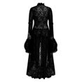 thumbnail image 4 of LSLJS Women's Lace Patchwork Stand-Up Collar Flared Sleeves Sliming Retro Dresses, Gothic Dress, 4 of 5