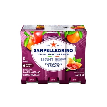San Pellegrino Light Pomegranate & Orange, Sparkling Fruit Beverage, 25 Calories, Made with Real Fruit Juice (from Concentrate), Bold and Flavourful, Crafted in Italy