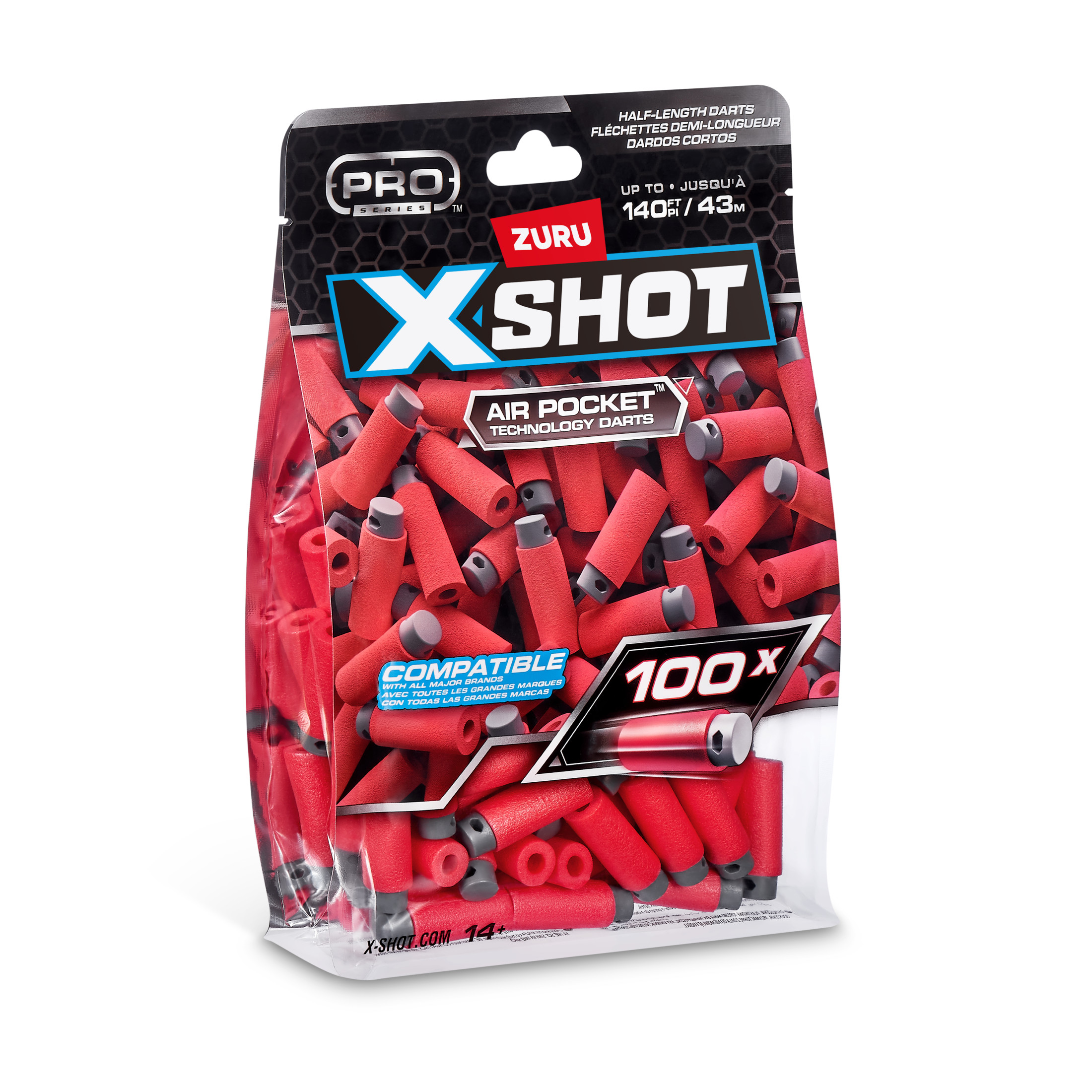 Confezione di ricarica con 100 dardi a mezza lunghezza XSHOT Pro Series di ZURU
