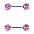 thumbnail image 4 of Anneau de Mamelon Barres Acier Chirurgical Orienté vers l'Avant Double Rond Gemme 14G Barre 12MM, 4 of 9