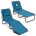thumbnail image 1 of Gymax 2PCS 5-Position Lounge Chair Adjustable Beach Chaise w/ Face Cavity & Pillows Blue, 1 of 10