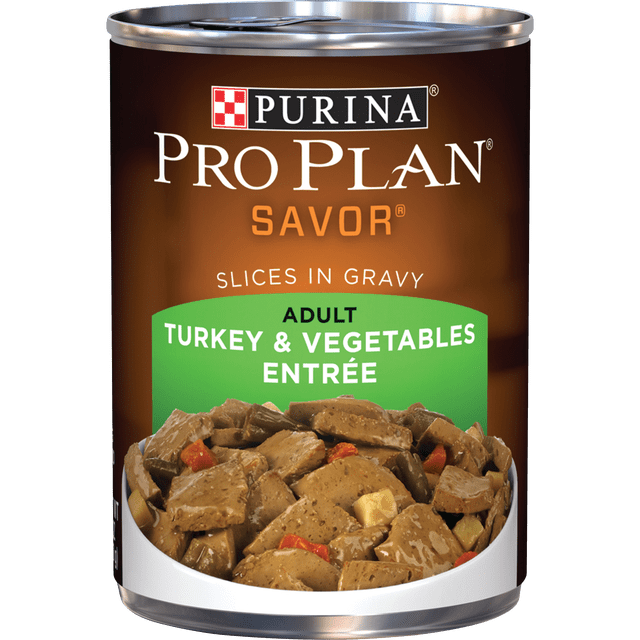 Purina Pro Plan Essentiels Complets Dinde et Légumes Tranches d'Entrée dans une Sauce Nourriture Humide pour Chien en Conserve, 368 g, avec une Étiquette Brune avec le logo de la Marque et le Nom du Produit, Montrant des Tranches de Dinde Tendres et des Légumes dans une Sauce Salée, une Nourriture pour Chien Haut de Gamme à Haute Teneur en Protéines Soutenant la Santé des Chiens Adultes et le Maintien des Muscles.