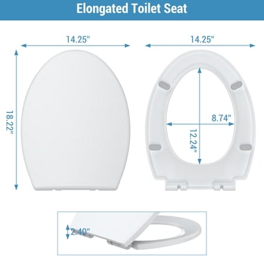 TROPOW Siège de Toilette, Siège de Toilette Allongé à Fermeture Silencieuse, Charnières à Dégagement Rapide, Siège de Toilette à Fermeture Lente et Butoirs Antidérapants, Facile à Installer et à Nettoyer, Ne Se Desserre Jamais - Convient à la Plupart des Toilettes Allongées, Blanc