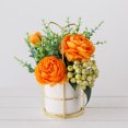 thumbnail image 3 of mmirethe Fake Peony Silk Hydrangea Flower Realistic Appearance Artificial Flowers With Vase Simulation Flower Set Low Maintenance Pinellia orange 1Set, 3 of 6