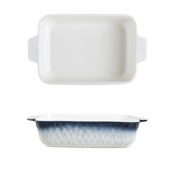 Gradient Color Rectangular Ceramic Baking Pan Double Handles Household Tableware Roasting Baked Rice